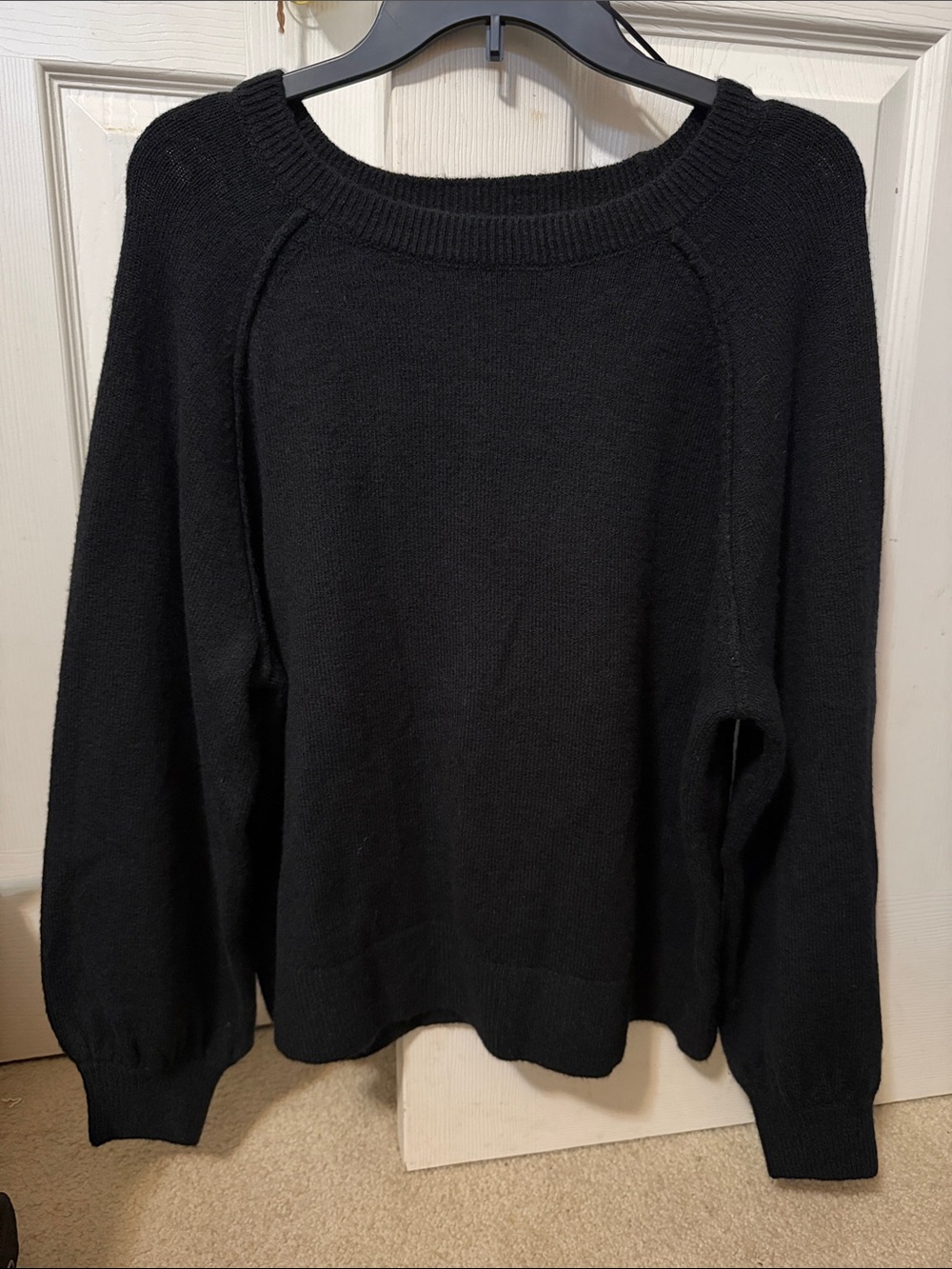 Vince Camuto Black Scoop Neck Knit Sweater